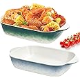 HEKOBAG 2PCS Lasagne Dish, 9x5 inch Rectangular Individual Oven to Table Bake Dish with Handles Ceramic Baking Pan Lasagna Casserole Pan Nonstick Ceramic Bakeware for Cooking, Cakes, Lasagna & Gift