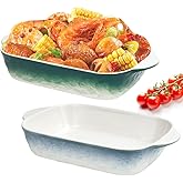 HEKOBAG 2PCS Lasagne Dish, 9x5 inch Rectangular Individual Oven to Table Bake Dish with Handles Ceramic Baking Pan Lasagna Ca
