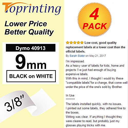 Toprinting 4 x Cinta de etiquetas Compatible Dymo D1 40913 S0720680 laminada estand r Roll 9mm x 7m para LabelManager LabelPoint LabelWriter reviews Toprinting 4 x Cinta de etiquetas Compatible Dymo D1 40913 S0720680 laminada estand r Roll 9mm x 7m para LabelManager LabelPoint LabelWriter