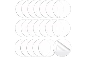 QESSUVNC 20 Stücke Klare Acrylplatten Rund Acrylglas Rund Platte Acrylplatten Transparent,Runde Acrylscheibe Rund Acryl Scheibe Kunststoffplatte Rund für Vinyl DIY Kunst und Handwerk