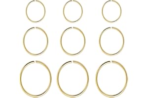 IUDWCG 9 Stück Edelstahl Nasenring Ring nahtlose runde Ohrringe durchbohrte Ohrringe Schmuck 3 Größen (Gold)