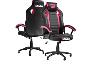 BraZen Salute PC Chair Gaming Chair for Adults Office Chair Computer Chairs Gaming Chairs for Adults Adult Gaming Chair Video Game Chairs Adult Chair - Black Pink
