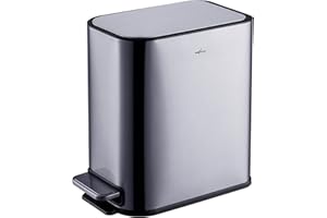 RED FACTOR RedFactor Petite Poubelle à Pédale Fine 5L en Acier Inoxydable – Couvercle à Fermeture Douce et Seau Intérieur Amovible pour Salle de Bain, Cuisine ou Bureau (Gris Métallique)