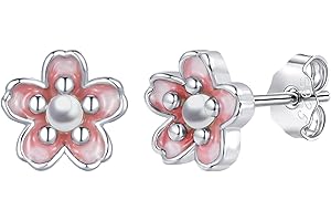Josfeva Silver Stud Earrings for Girls, Kids Earrings for Girls, Clover/Heart/Flower/Paw/Swan Stud Earring Small, 925 Sterling Silver Sleeper Hypoallergenic Stud Earrings, Girl Gifts with Box