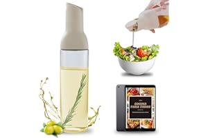 CAVECA Aceitera Antigoteo con 500ML de Cristal y Nuevo Vertido de Aceite para AHORRAR ACEITE + REGALO, Aceitera de Cristal para Cocina, Aceitero con Dispensador Aceite, Difusor Aceite y Vinagre