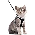 rabbitgoo Cat Harness and Lead Set for Walking Adjustable Soft Kitten Harness and Lead Set Vest with Reflective Strip for Extra Small Cats Escape Proof, Comfortable Outdoor Pet Vest, Black, S