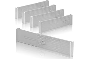 Lighterday 4-Pack Adjustable Drawer Dividers,Expandable Plastic Kitchen Clothes Drawer Organisers,Drawer Organiser Divider for Kitchen Bedroom Office Desk Drawer