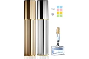 Travelofo Perfume Atomiser Travel Bottle, 10ML Refillable Spray Bottle Easy to Refill Empty Atomiser for Purse, Handbag, Pocket and Luggage (Gold & Silver)