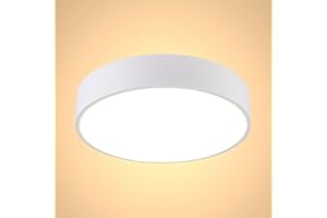 TEKLED Sleek LED Bulkhead Light | Bathroom IP65 Waterproof 24W 4000K 2600lm Cool White CCT | Large Flush Ceiling Light | Interior Exterior Adjustable Wall or Ceiling Mounting Fitting -Round