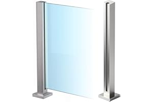 CVTER Palo per Ringhiera in Vetro Topless - 90cm di Montanti per Balaustra in Vetro Argentato in Acciaio Inossidabile per Terrazzo, Gradini, Balcone, Piscina, Giardino, Scale Del Patio