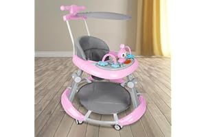 HUOLE Trotteur Bébégarçon fille 6 mois,chariot de marche bebe evolutif 3 en 1,baby walker aide marche bébé,apprendre a marcher trotteur pousseur-70 * 70 * 91cm- Rose