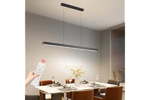 ‎MIKERU Mikeru LED Pendant Lamp, Linear Pendant Lights, 35 W, 120 cm, Modern, Dimmable with Remote Control, Dining Table Pendant Light, Hanging Height Adjustable 1-150 cm, Kitchen Pendant Light, for Office,