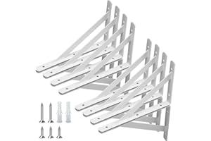 WEERSTONE Shelf Brackets Heavy Duty Triangle Shelving Brackets Right Angle Wall Mounted Shelf Supporters Easy to Install Wall Bracket for Shelf，Accessories Included, 8 inches 8 Pack (White)