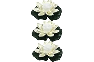 Yeehliny 18 cm Lotus Lantern, Waterproof LED Garden Pool Light, Floating Lantern, Artificial Lotus Flowers, Water Lily Light, Water Lantern for Garden, Pond, Patio (Pack of 3)
