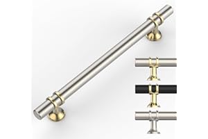 9BUILD Lot de 10 Plein Poignee de Meuble Cuisine Entraxe 160MM Nickel Doré Poignée Meuble Cuisine Poignées pour Placards Poignet de Porte Cuisine Poignet Meuble Cuisine EU0044