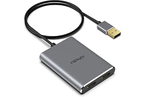 Fairikabe Adattatore USB 3.0 a Doppio HDMI 4K 30Hz per 2 Monitor/TV, Splitter USB A a HDMI, Supporta Modalità MST Windows/Mac OS per 3 Display Estesi