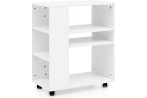 ‎FINEBUY MÖBEL ZUM WOHLFÜHLEN FineBuy Möbel zum Wohlfühlen Regalwagen mit Rollen Holz, Schmales Küchen-Regal, Telefontisch Rollwagen Modern, Bücher-Regal schmal Standcontainer Hoch 60x35x75 cm 6 Regalfächer