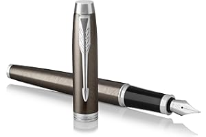 Parker IM pluma estilográfica | color café oscuro | con plumín mediano y recambio de tinta azul | en estuche de regalo