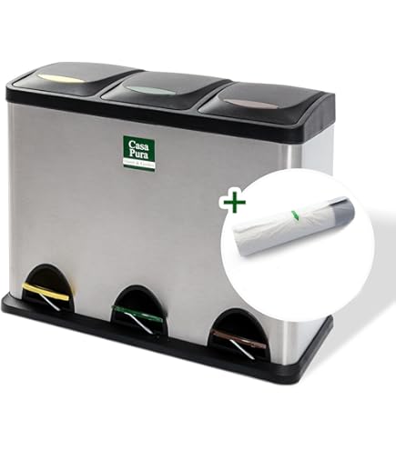 COSTWAY Vuilnisemmer keuken, afvalscheidingssysteem, 3 vakken, 2 x 12 l