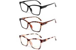 KoKoBin 3 Pack Lunettes de lecture à la mode pour hommes et femmes anti-lumière bleue Lunettes d'ordinateur à charnière à ressort