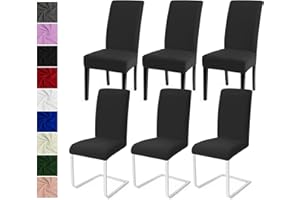 EOZAKAVOD Housse de Chaise Salle à Manger 6PCS Housse de Chaise Universel Couverture de Chaise Extensible Housse Chaise Moderne Protection de Chaise Housse de Protection pour Hotel Décor(Noir Gris,6PCS)-C