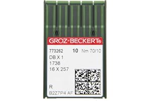 Groz-Beckert DBx1 Sewing Needles Pack of 10, Needle Size 70/10, Round Piston and Bullet Tip for Industrial Machines