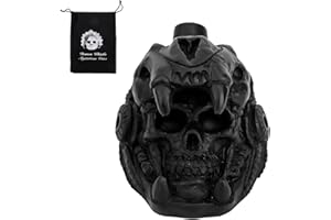 BOXOB Silbato de la Muerte Azteca, Diseño de Calavera Quetzalcóatl Más 125 Decibeles Sonido Humano Auténtico Silbatos Guerra Gritos Reales Incluye Bolsa con Cordón Regalos Coleccionables (Negro)