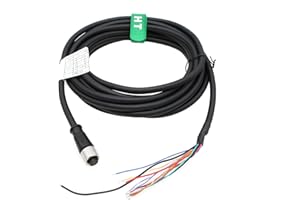 HangTon 12 Pin Power IO Cable for Cognex In Sight 9000 2000 300 Omron V430 F430 Baumer Actuator Sensor Encoder, M12 A Coding Female to Bare Wire 30m