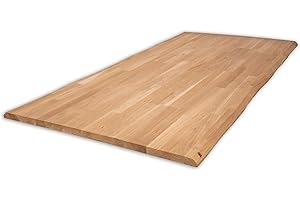 LUMBERLAND Tablero de la Mesa, Roble Macizo, Borde Natural (80 x 140 cm, Roble Natural)