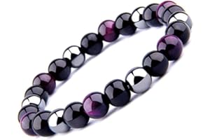 UEUC Bracelet Triple Protection Oeil de Tigre, Perles en hématite et Obsidienne Noire de