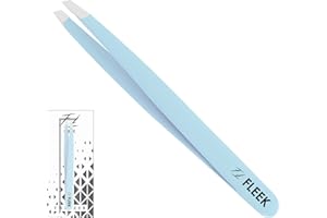 RUXBURY FLEEK Eyebrow Tweezers Professional best Stainless Steel Precision Slanted Tweezers for facial hair women & men (Sky Blue)