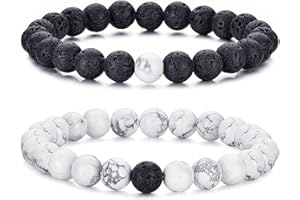 RANKEEF Perlenarmband Herren, 8 mm Perlenarmbänder Set, Stretch-Armbänder Herren, Verstellbares Schwarzes Kristall-Perlenarmband Perlen Armband Herren