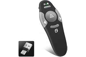 KUIYN Puntatore per Presentazioni, Wireless Presenter, Powerpoint Telecomando,USB Pointer Penna Potente, for Slide, PC, mac,Ricevitore 2-in-1 USB & Type C (K100B)