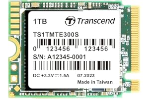 ‎TRANSCEND Transcend 1TB M.2 2230 NVMe PCIe Gen3 x interne SSD, Solid State Drive, 3D NAND Flash TLC (Lesen/Schreiben - bis zu 900/650 MB/s), 5 Jahre Garantie - TS1TMTE300S