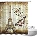 Produktbild fourHeart 3D Digital Druck Wasserdichte Badevorhänge Paris Eiffel Tower Duschvorhang aus Polyester 180 x 200cm für Badezimmer