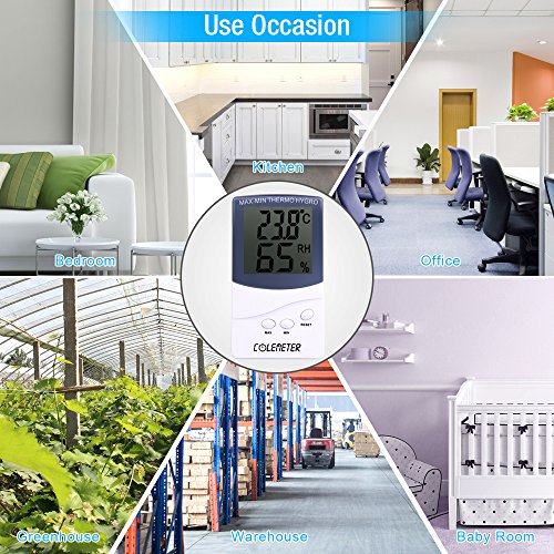 COLEMETER Digitale Thermometer Hygrometer Feuchtigkeit Messgerät Temperaturmessgerät - 2