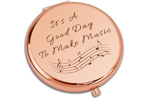 Dabihu Music Gifts Compact Mirror for Musician, Women, Teacher, Student, Piano, Guitar Lovers - Rose Gold, 6.5cm Round Foldable Portable Makeup Mirror for Music Lovers, Teachers, Friends, Sisters - 3