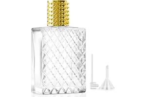 Omsscun Glass Perfume Atomiser 100ml, Perfume Spray Bottle, Glass Perfume Bottle, Empty Refillable Perfume Pod with Funnel for Men Women Travel (Gold)