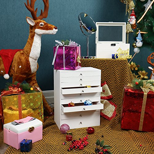 Songmics Muttertagsgeschenk Schmuckkästchen Uhrenkoffer Schmucklade 10 Schichten mit Schubladen JBC10W - 2