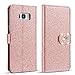 Price comparison product image Samsung Galaxy S7 Case,Luxury Bling Glitter [Magnetic Closure] PU Leather Flip Wallet [Love Diamond Buckle] Folio Inner Soft TPU Case with [Card Slots] Stand Function Cover Case for Samsung Galaxy S7 - Rose Gold