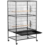Yaheetech Grande Volière pour Oiseaux Cage sur roulettes Canaries Perroquet Perruches Cacatoès Ara 2 Étages