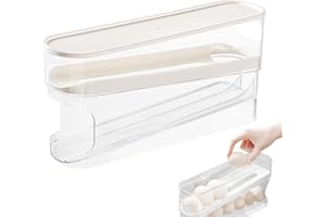 AMESOR Porta Uova Da Frigo - Dispenser Di Uova Per Frigorifero | Contenitore Per Uova Con Design A Rotolante Automatica | Organizzatori E Contenitori Per Uova Da Frigorifero | Portauova A 2 Livelli Per Uova