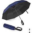 GaxQuly Umbrella for Men Women || Folding Umbrella With Carabiner Handle || 10 Reinforced Ribles || Windproof and Sunproof || Auto Umbrella Big Size for Men/Women/Kids