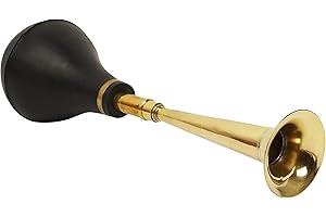 IBA Indianbeautifulart Vintage Brass Bugle Horn Retro Clown Horn Metal Air Horn with Squeeze Bulb for Old Car-Taxi-Golf Cart