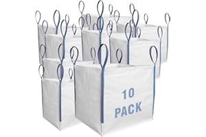 TGL PACKAGING 85x85x85cm FIBC Builders Bulk Bag - 1 Tonne Heavy Duty Garden Waste Sack with 4 Lifting Handles and Safety Certificate (10 Pcs)