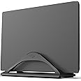 HumanCentric Vertical Laptop Stand for Desks in Matte Black, Upright Adjustable Holder to Dock Apple MacBook, MacBook Pro, and Other Laptops to Organize Work & Home Office, Automatic Grip