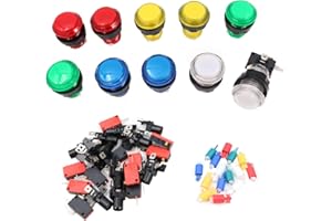 WANGCL 10 szt. LED podświetlane przyciski zręcznościowe z mikroprzełącznikiem Mame Multicade