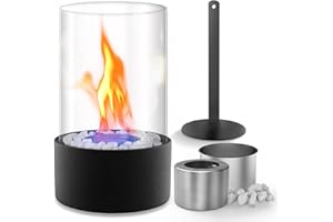 Tischkamin Indoor Wärmend,WJOY Bioethanol Table Fireplace,Tischfeuer Für Indoor & Outdoor,Erstellen Perfekte Lagerfeueratmosphäre,Tischfeuerset for Balkon Patio Home Dekor.