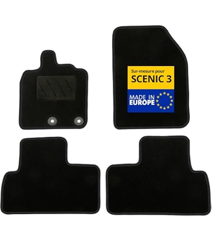 DHCarMats Tappetini Auto In Moquette Per Renault Scenic 4 (2016-2024) – Kit Completo Anteriore E Posteriore, Antiscivolo, Taglio Laser