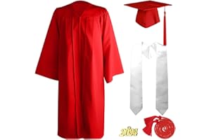 Suffolly Graduation Gown Graduation Cap Unisex 4pcs Graduation Gown and Cap Set 2024 Year University Women Teen Bachelor High School Universities for Adults Black Royal Red